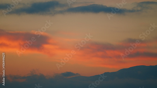 Abstract Mountain Landscape In A Beige Tonality. Sunrise On The Mountain. Real time.