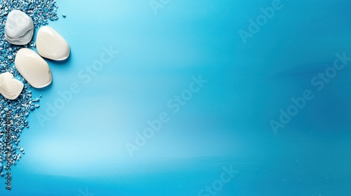 A deep blue gradient background transitioning to teal, perfect for enhancing visuals in eco-friendly branding, natural products, or any design that seeks to evoke freshness and vitality. photo