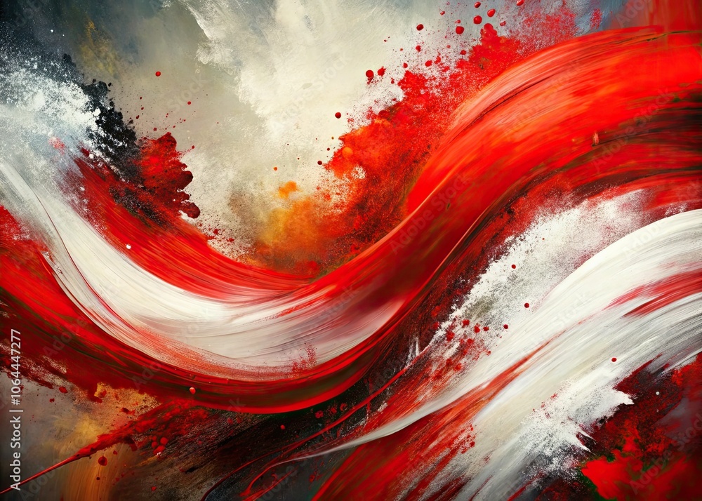 Bold Red and White Abstract Art for Modern Decor - Vibrant Brush Strokes Bold Red and White Abstract Art for Modern Decor - Vibrant Brush Strokes
