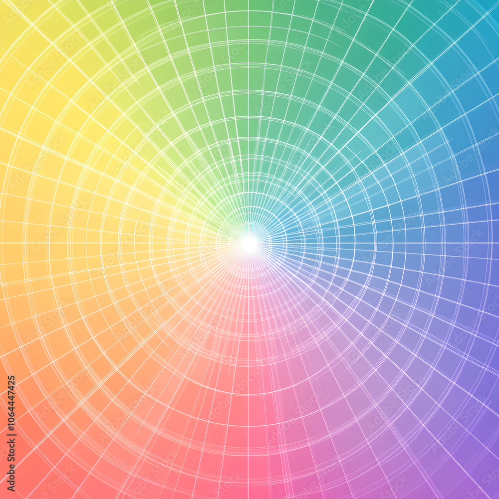 Obraz premium Abstract Rainbow Circle with White Grid Lines