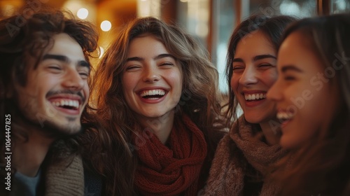 Joyful Friends Laughing Together in a Cozy Setting