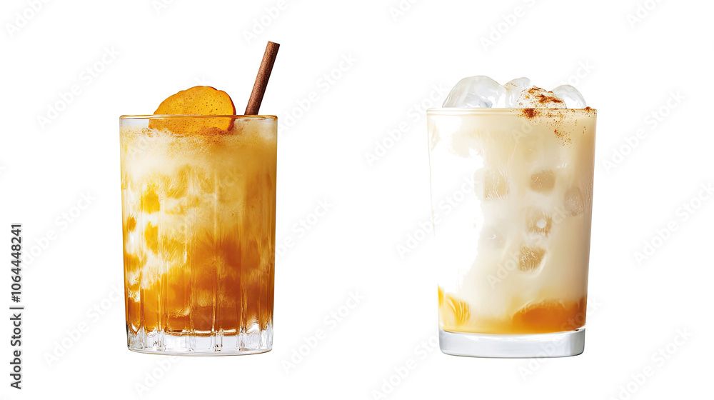 Delicious Pumpkin Spice Iced Lattes Served in Clear Glasses Generative AI Delicious Pumpkin Spice Iced Lattes Served in Clear Glasses Generative AI