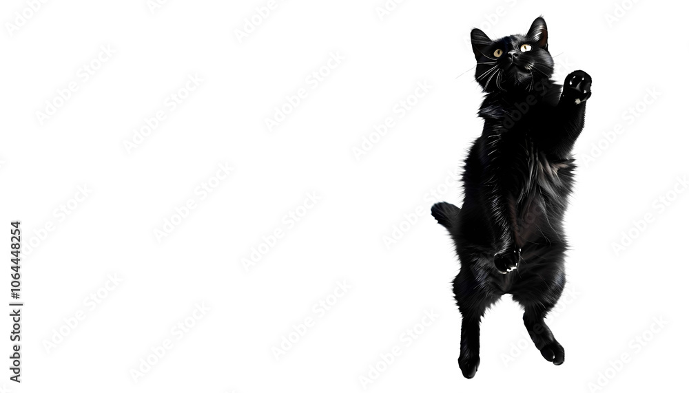 Obraz premium Black cat on a white backgroun 