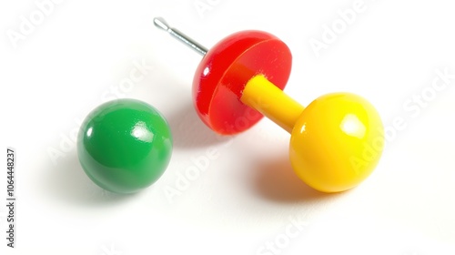 A pushpin stationery on a white background presents a neat and useful item. A simple yet practical object that can be used for various purposes.