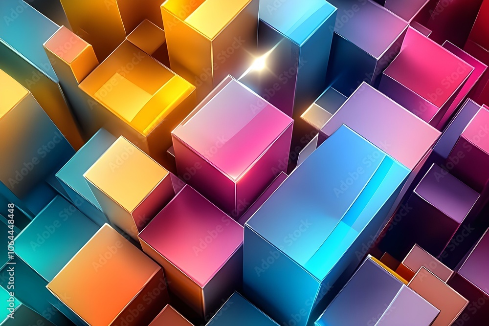 Abstract Multicolored Cubic Futuristic Background Abstract Multicolored Cubic Futuristic Background