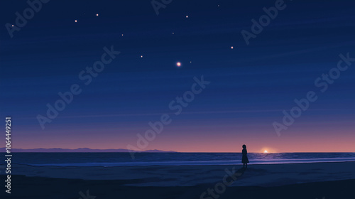 Solitude Beneath the Tranquil Night Sky