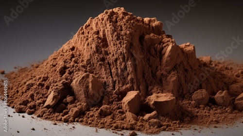 Natural Cocoa Powder Isolated on a Rich Brown Background with Smooth Texture and Mountain Shape