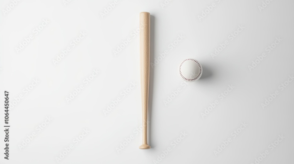 Wooden Bat and Baseball on White Background Wooden Bat and Baseball on White Background