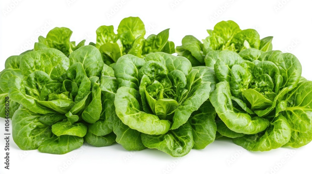 Fresh Romaine Lettuce Stacked on White Background Fresh Romaine Lettuce Stacked on White Background