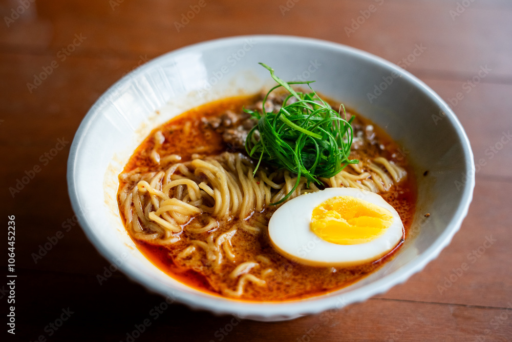Ramen isolated on wooden table background Ramen isolated on wooden table background