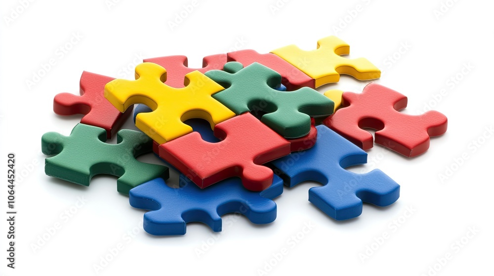Colorful Puzzle Pieces on White Background Colorful Puzzle Pieces on White Background