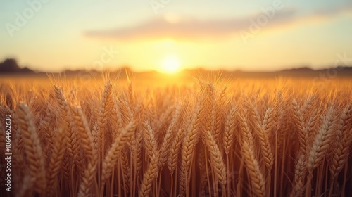 Golden Wheat Field at Sunset with Vast Skies