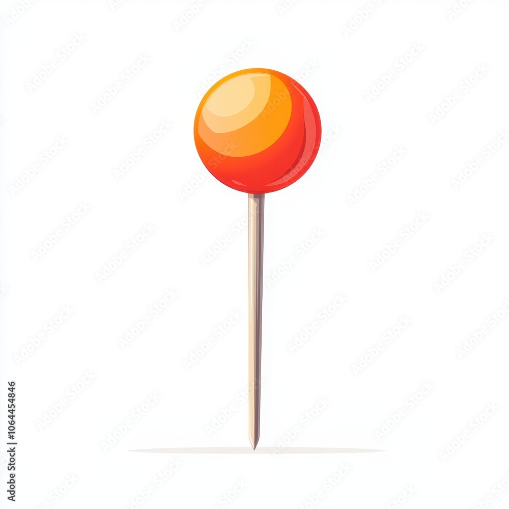Cute Illustrated Thumbtack with Smooth Edges Cute Illustrated Thumbtack with Smooth Edges