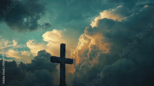 Dramatic Cross Silhouette Against Cloudy Sky