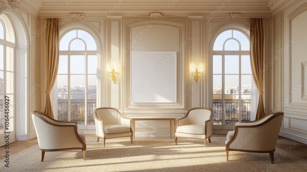 Elegant Sitting Area with Large Windows and Natural Light Elegant Sitting Area with Large Windows and Natural Light