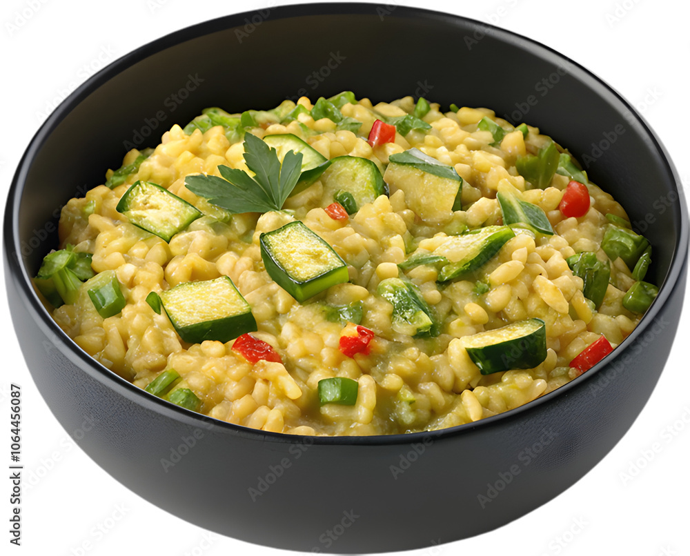 Delicious Risotto featuring creamy rice, mushrooms, and aromatic herbs and spices. Delicious Risotto featuring creamy rice, mushrooms, and aromatic herbs and spices.