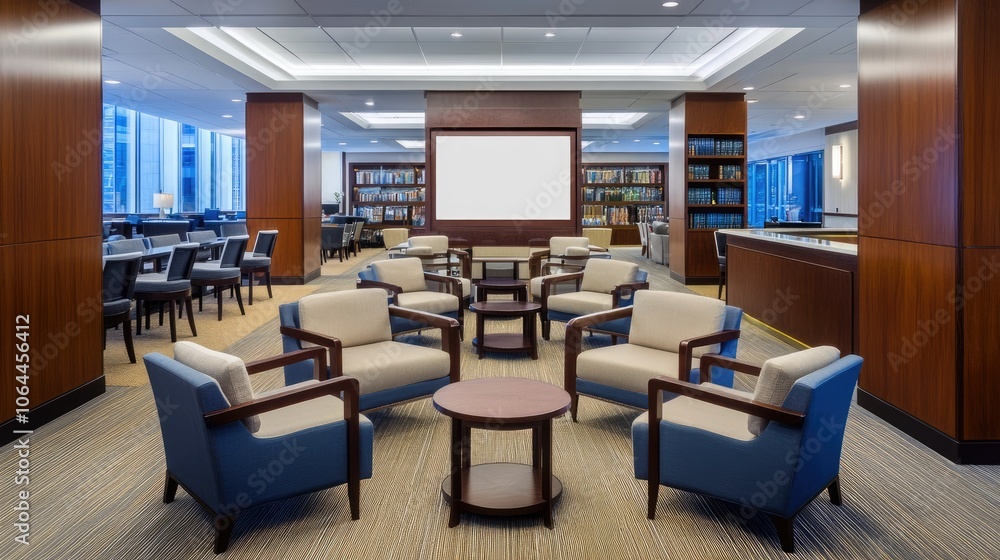 Modern Office Lounge with Comfortable Seating Modern Office Lounge with Comfortable Seating