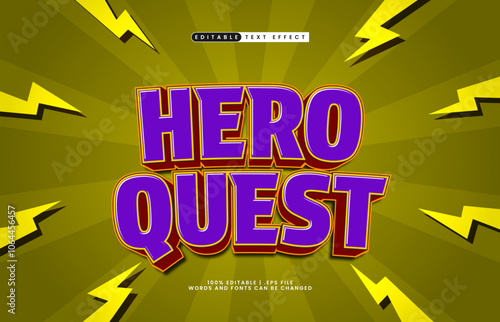 hero quest editable text effect with a play and game text style