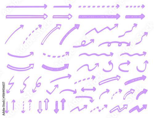 シンプルでかわいい手描き矢印マーカーセット