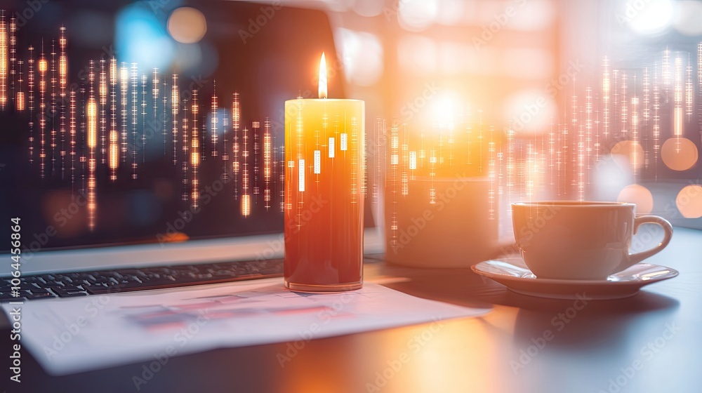 Relaxing Candlelight with Coffee and Modern Technology Relaxing Candlelight with Coffee and Modern Technology