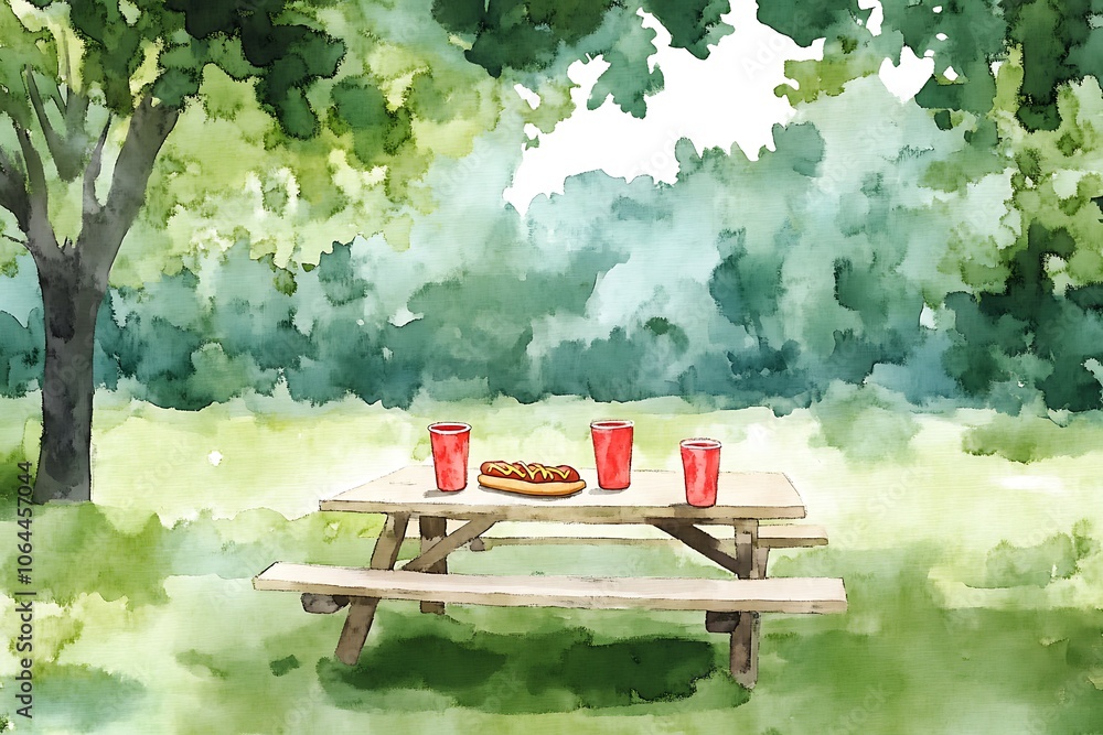 Obraz premium American flags with picnic trash