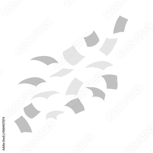 White curled paper sheet flying with wind blow 
