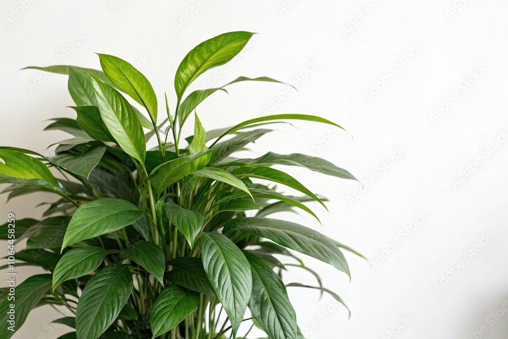 a lush green plant with vibrant leaves in a simple white background, showcasing its natural beauty and simplicity, elegant, plant a lush green plant with vibrant leaves in a simple white background, showcasing its natural beauty and simplicity, elegant, plant
