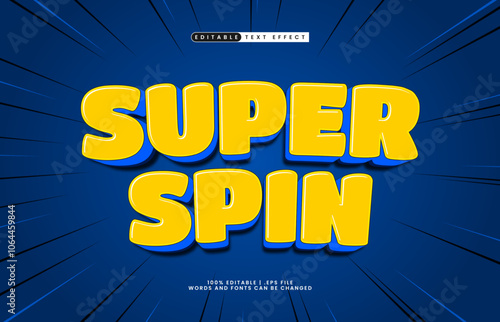 super spin editable text effect with a hero and game text style