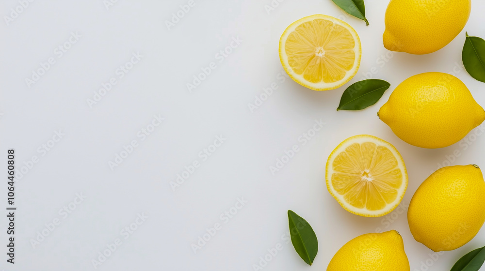 Lemon. Fruit with leaves on a white background Lemon. Fruit with leaves on a white background