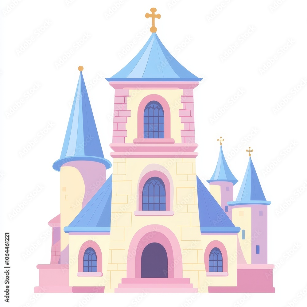 Fototapeta premium Illustrated Fairy Tale Castle with Smooth Edges