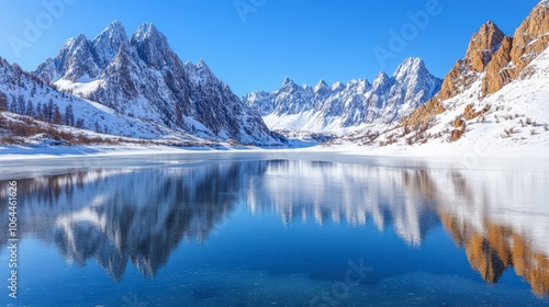 Wallpaper Mural Icy Lake Surrounded by Snowy Mountain Peaks Torontodigital.ca