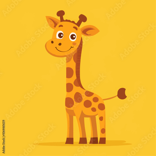 Cute Cartoon Giraffe Character Illustration - Stock Vector photo