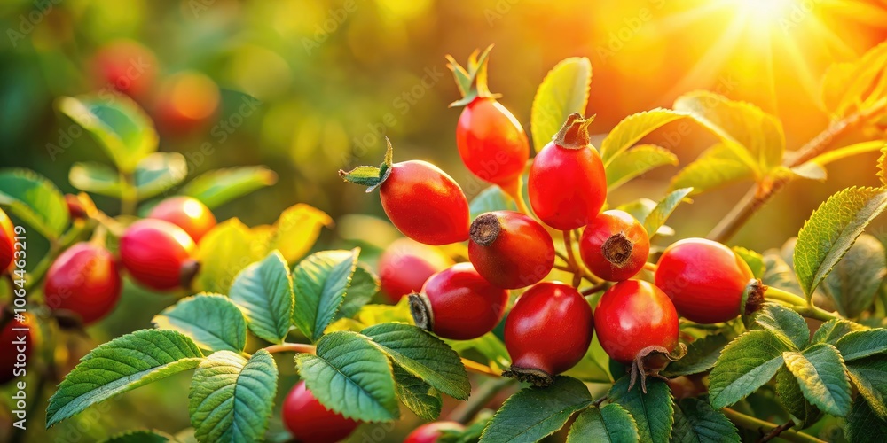 Obraz premium Discover the healing benefits of medicinal rose hips, rich in vitamin C, nutrients, and organic ingredients, supporting a healthy lifestyle and natural beauty through herbal remedies.