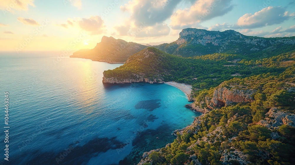 Stunning Sunset Over a Secluded Beach in the Mediterranean Stunning Sunset Over a Secluded Beach in the Mediterranean