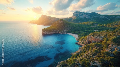 Stunning Sunset Over a Secluded Beach in the Mediterranean