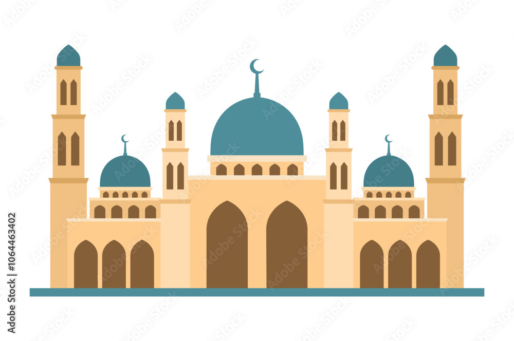 Aesthetic classic mosque isolated on white background. vector illustration. Modern design Aesthetic classic mosque isolated on white background. vector illustration. Modern design