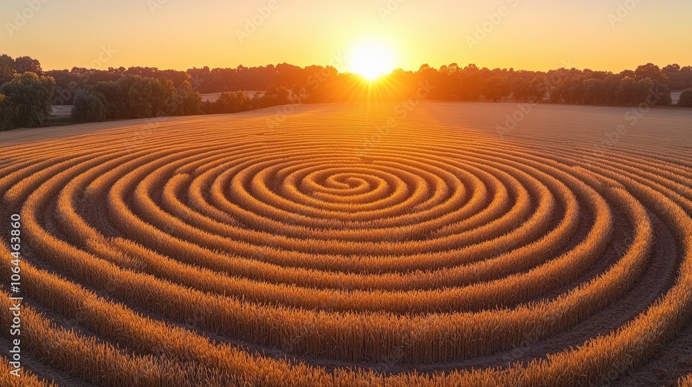 Tranquil Sunset Over Golden Wheat Field Tranquil Sunset Over Golden Wheat Field