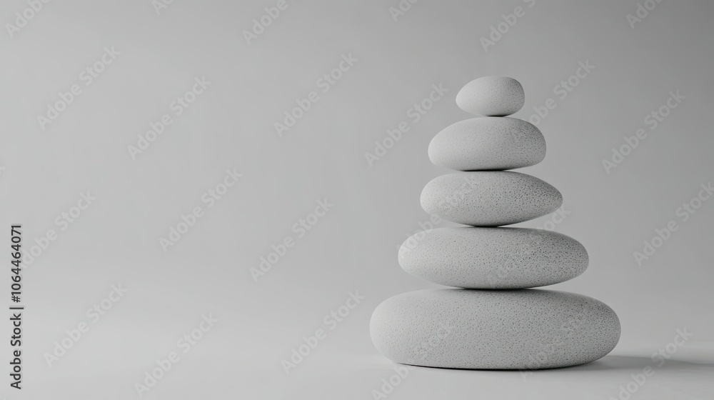 Serene Stacked Stones on Minimalist Background Serene Stacked Stones on Minimalist Background