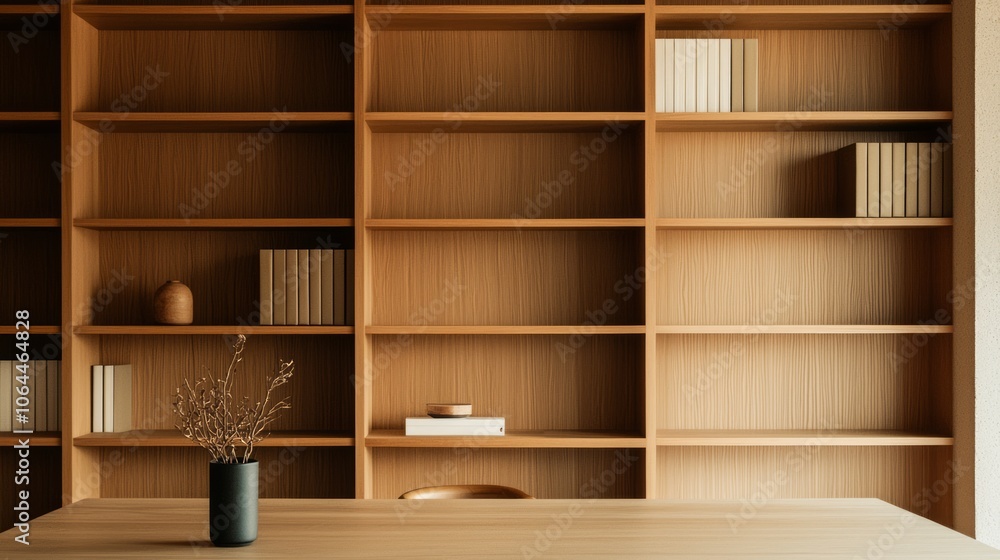 Cozy Minimalist Study Room with Wooden Accents and Organized Bookshelf | Warm Aesthetic Interior Design for Relaxation and Focus Cozy Minimalist Study Room with Wooden Accents and Organized Bookshelf | Warm Aesthetic Interior Design for Relaxation and Focus