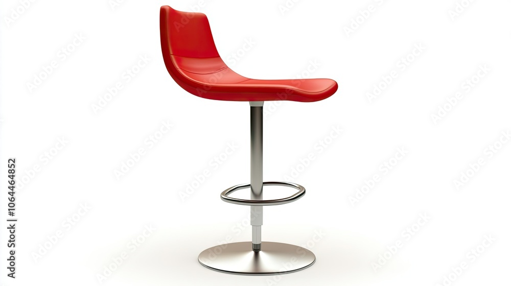 Modern Red Bar Stool on White Background Modern Red Bar Stool on White Background