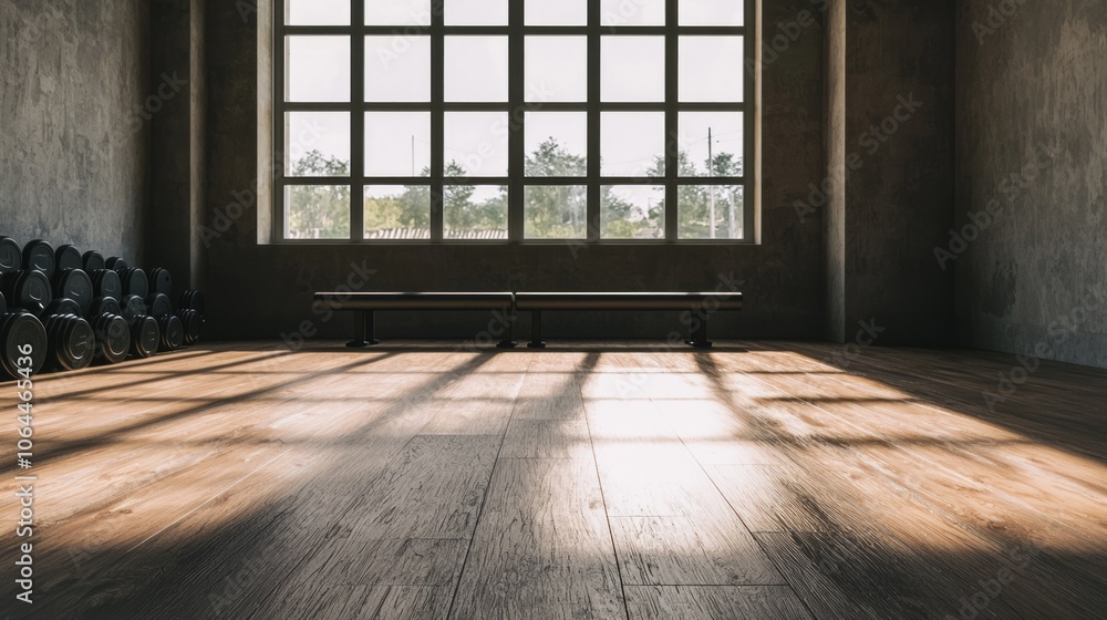 Serene Fitness Haven: Stylish Home Gym with Warm Minimalism, Wooden Flooring, and Natural Light | Ideal Workout Space Serene Fitness Haven: Stylish Home Gym with Warm Minimalism, Wooden Flooring, and Natural Light | Ideal Workout Space