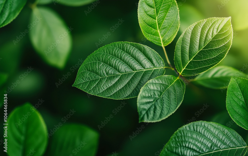 Green leaves illuminated by soft light, creating a serene and lush atmosphere. Green leaves illuminated by soft light, creating a serene and lush atmosphere.