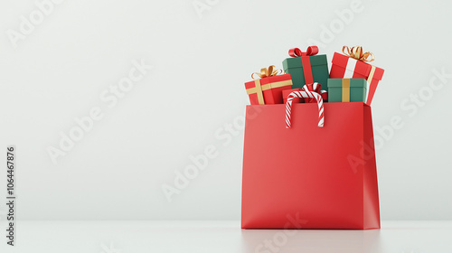 Red Shopping Bag Overflowin...