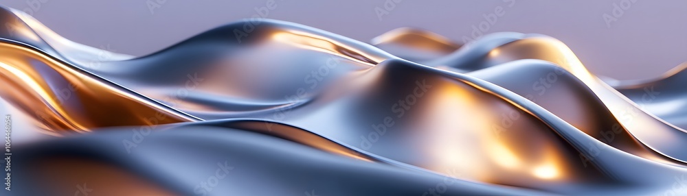 Naklejka premium Abstract Metallic Waves with Golden Highlights