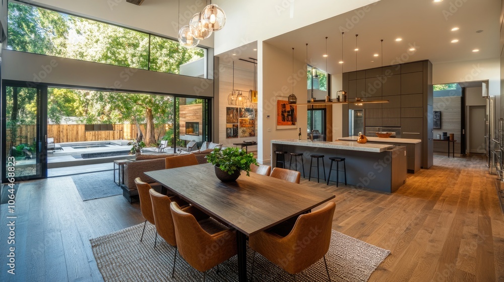 Fototapeta premium Modern Open Concept Kitchen and Dining Area