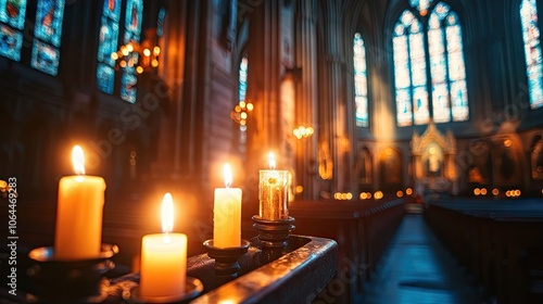 Serenity in a Candlelit Church Interior