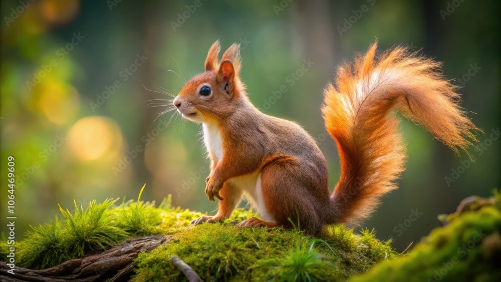 Close-Up of Alert Red Squirrel in Nature - Wildlife Photography Close-Up of Alert Red Squirrel in Nature - Wildlife Photography