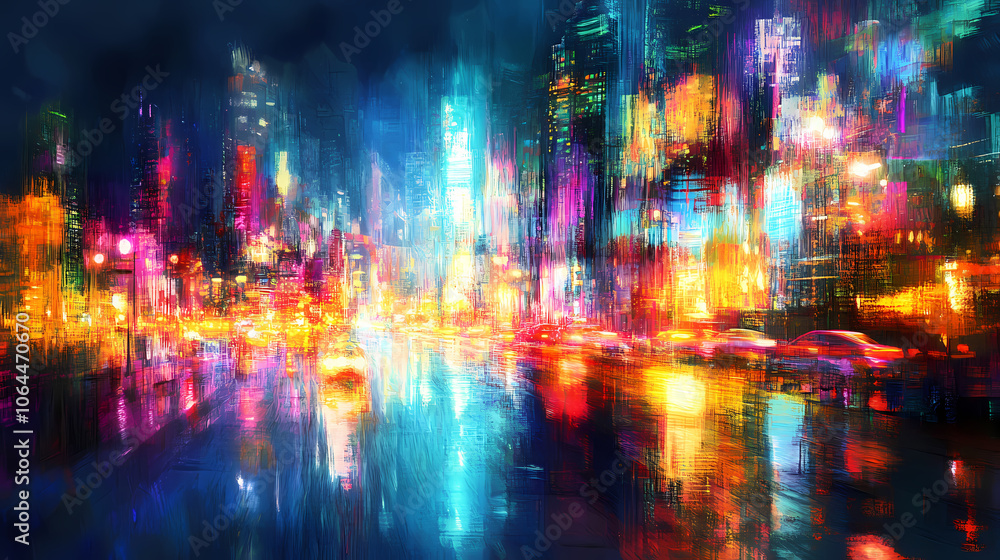 Neon dreamscape: vibrant lights igniting the urban night, painting an empty canvas with electrifying brilliance. Dreamscape. Illustration Neon dreamscape: vibrant lights igniting the urban night, painting an empty canvas with electrifying brilliance. Dreamscape. Illustration