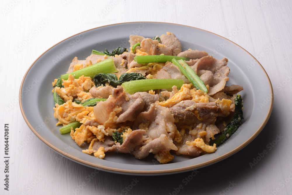 豚肉と小松菜の中華風卵炒め 豚肉と小松菜の中華風卵炒め