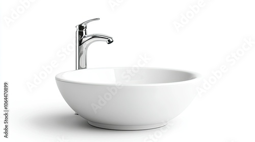 Modern Minimalist White Basin with Chrome Faucet